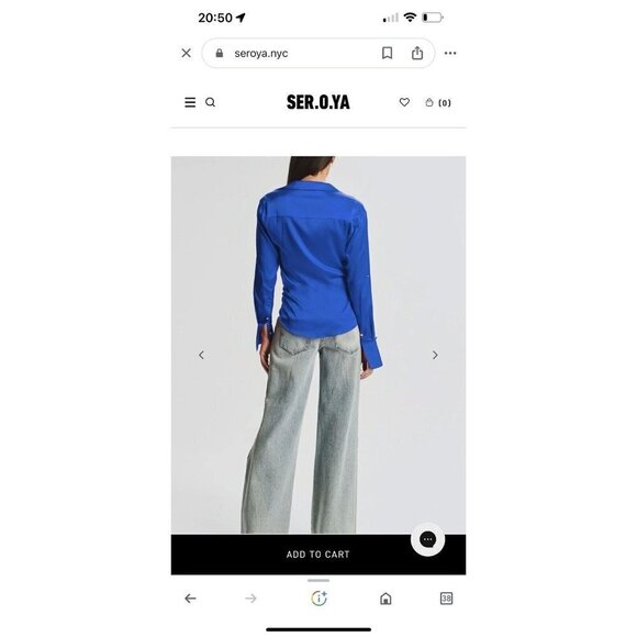 Ser.o.ya Karry Shirt 95% Silk Size Small Blue Collared Blouse Retail $395 X - Picture 3 of 15